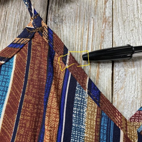 Shein S / US 4 Diagonal Striped V-Neck T Halter Back Tank Top Summer Boho - Picture 10 of 11